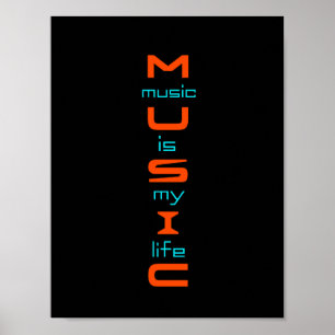 Póster diseño de texto sobre música