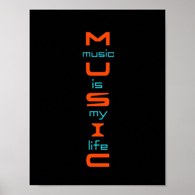 Póster diseño de texto sobre música (Frente)