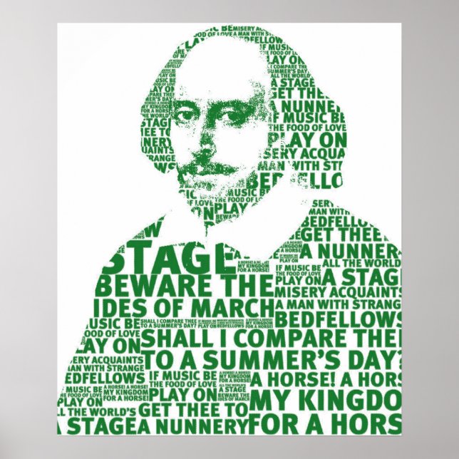 Póster Diseño de texto verde de Shakespeare (Frente)