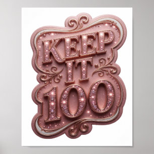 Póster Diseño de texto Vibrante Rosa MANTÉNLO 100