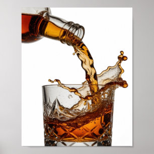 Póster Diseño de texto WHISKY SPLASH plateado de moda