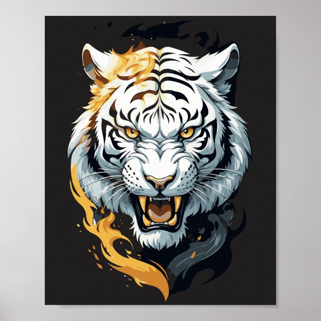 Póster diseño de tigre ardiente (Frente)