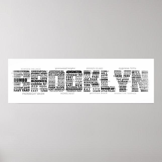 Póster Diseño de tipografía de Brooklyn NY (Frente)