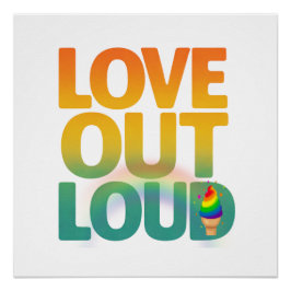 Póster Diseño de tipografía Retro Pride Amor en Voz Alta