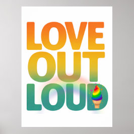Póster Diseño de tipografía Retro Pride Amor en Voz Alta