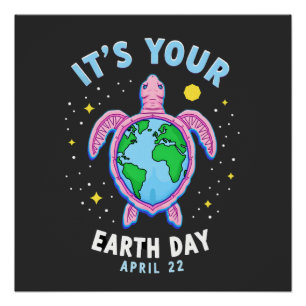 Póster Diseño de Tortuga del Día de la Tierra 22 de Abril