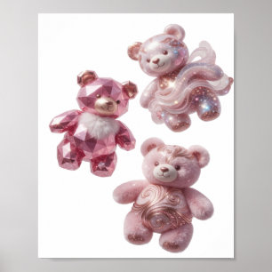 Póster Diseño de TRES OSITOS DE PELUCHE ROSA de Plata Bri