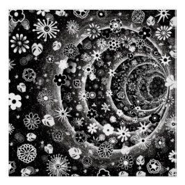Póster Diseño de túnel floral blanco y negro