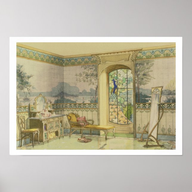 Póster Diseño de un baño, de "Interieurs Modernes", (Frente)