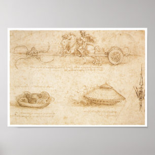 Póster Diseño de un coche blindado, Leonardo da Vinci