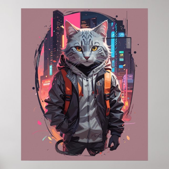 Póster Diseño de un gato urbano (Frente)