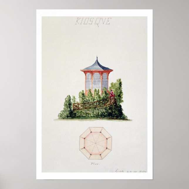 Póster Diseño de un pabellón de estilo oriental simplific (Frente)