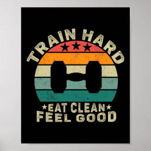 Póster Diseño de un tren motivacional duro para comer lim