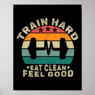 Póster Diseño de un tren motivacional duro para comer lim