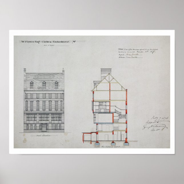 Póster Diseño de una casa para W. Flower Esq, Chelsea Emb (Frente)