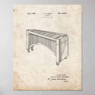 Póster Diseño De Una Patente Marimba - Vieja Mirada