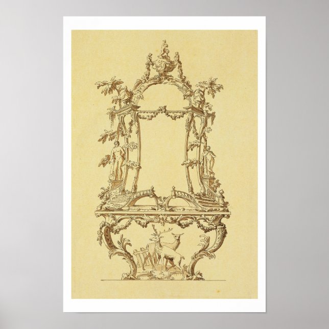 Póster Diseño de una tabla de consola (lápiz y tintas) (Frente)