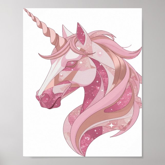 Póster Diseño de UNICORNIO de plata elegante (Frente)