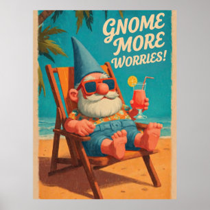 Póster Diseño de Vacaciones en la Playa con Gnomo de Esti