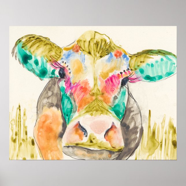 Póster Diseño de vacas coloridas (Frente)