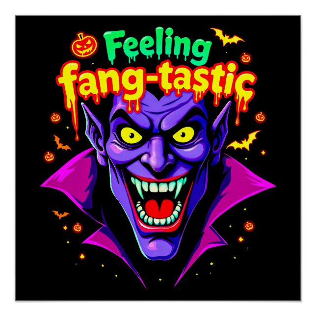 Póster Diseño de vampiros Fang Tastic Halloween (Anverso)