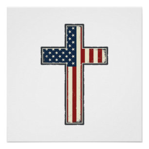Póster Diseño de vector de cruz patriótica angustiado_1