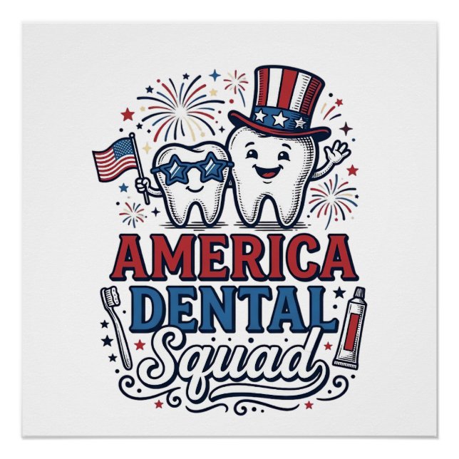 Póster Diseño de vector de diente patriótico del escuadró (Anverso)