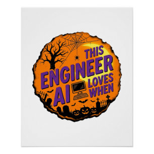 Póster Diseño de vector vintage de ingeniero de Halloween