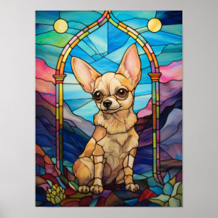 Póster Diseño de ventana de vidrio emplomado de Chihuahua