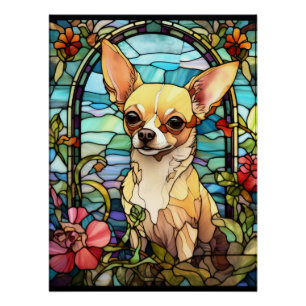 Póster Diseño de ventana de vidrio emplomado de Chihuahua