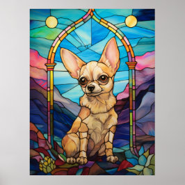 Póster Diseño de ventana de vidrio manchado de Chihuahua