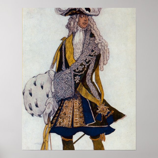 Póster Diseño de vestuario para el Rey, en el jardín, de  (Frente)