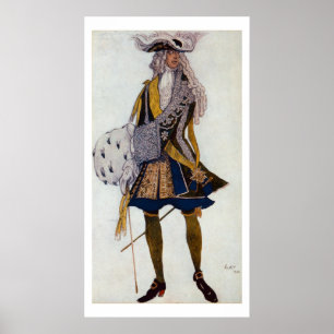 Póster Diseño de vestuario para el Rey, en el jardín, de