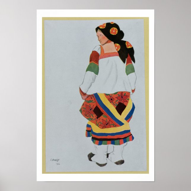 Póster Diseño de vestuario para un Chica campesino, 1922  (Frente)