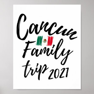 Póster Diseño de viaje familiar a Cancun vacaciones en Mé