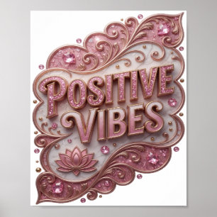 Póster Diseño de Vibraciones Positivas en Oro Edgy