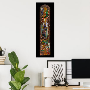 Póster Diseño de vidriera de St. Gobnait
