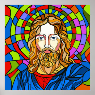 Póster diseño de vidrio emplomado sagrado procreate dibuj