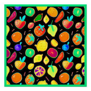 Póster Diseño de visiones de neón fructíferas