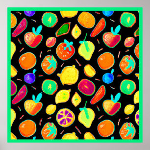 Póster Diseño de visiones de neón fructíferas