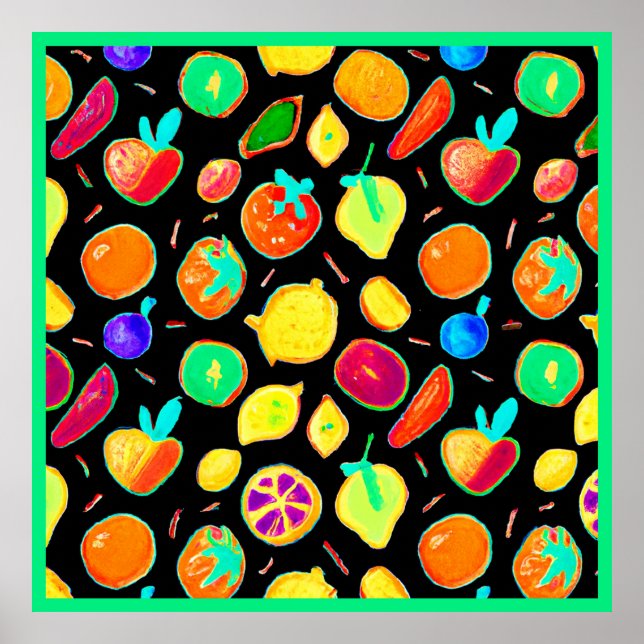 Póster Diseño de visiones de neón fructíferas (Frente)