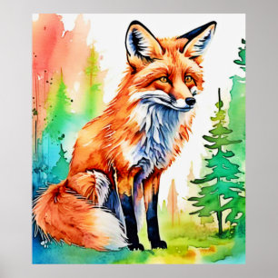 Póster Diseño de vista de Fox de bosque