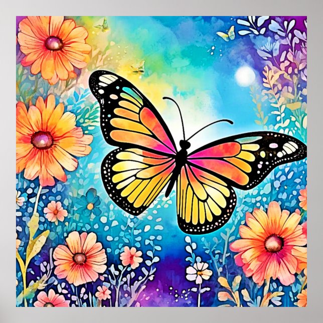 Póster Diseño de vista de pulpo colorido (Frente)