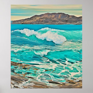 Póster Diseño de vista oceánica texturizada