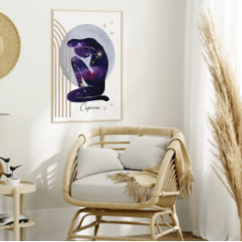 Póster Diseño de Zodiaco púrpura Feminiana de Capricornio