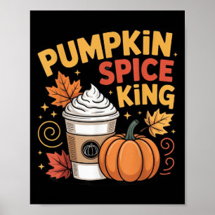 Póster Diseño del café de la Caída del Rey de la Calabaza