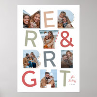 Diseño del collage de fotos de merry y Bright