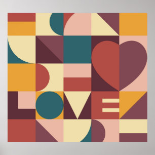 Póster Diseño del corazón de San Valentín, fondo abstract
