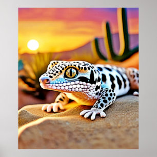 Póster Diseño del desierto de Leopard Gecko