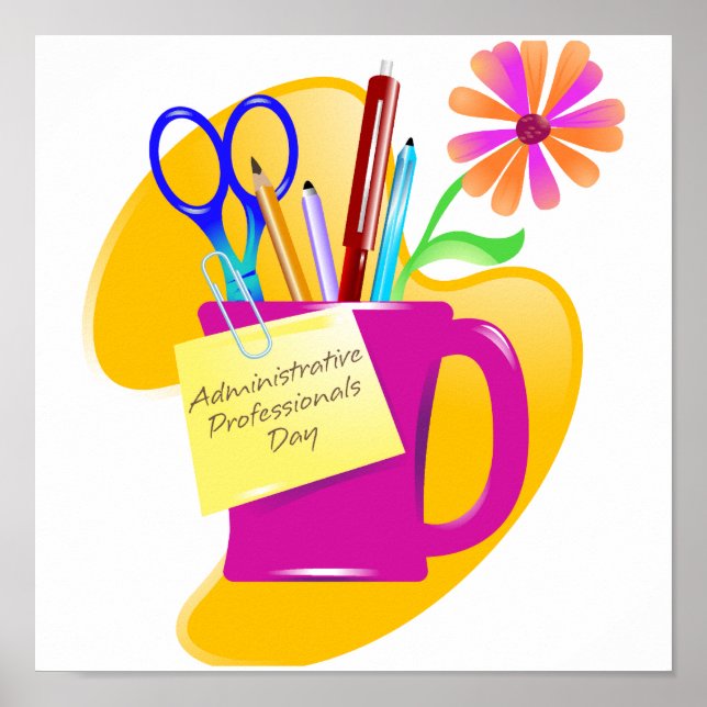 Póster Diseño del Día de los Profesionales Administrativo (Frente)